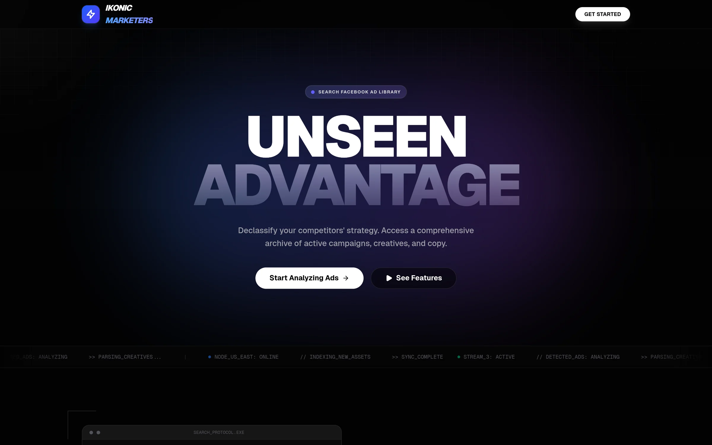 IKONIC Marketers landing page with the headline Unseen Advantage